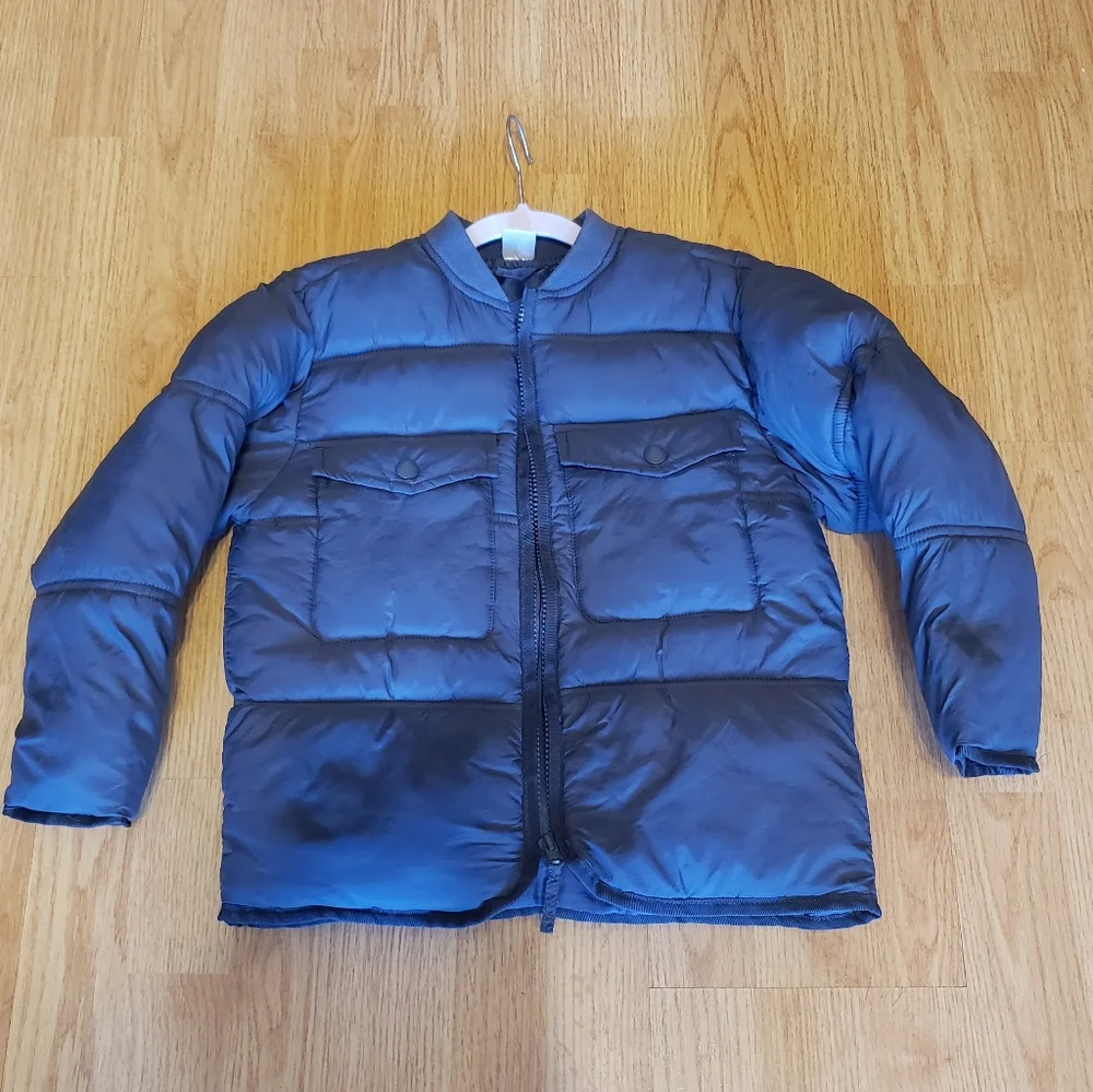 European Boys' Thick Puffer Jacket with Hood 6-7